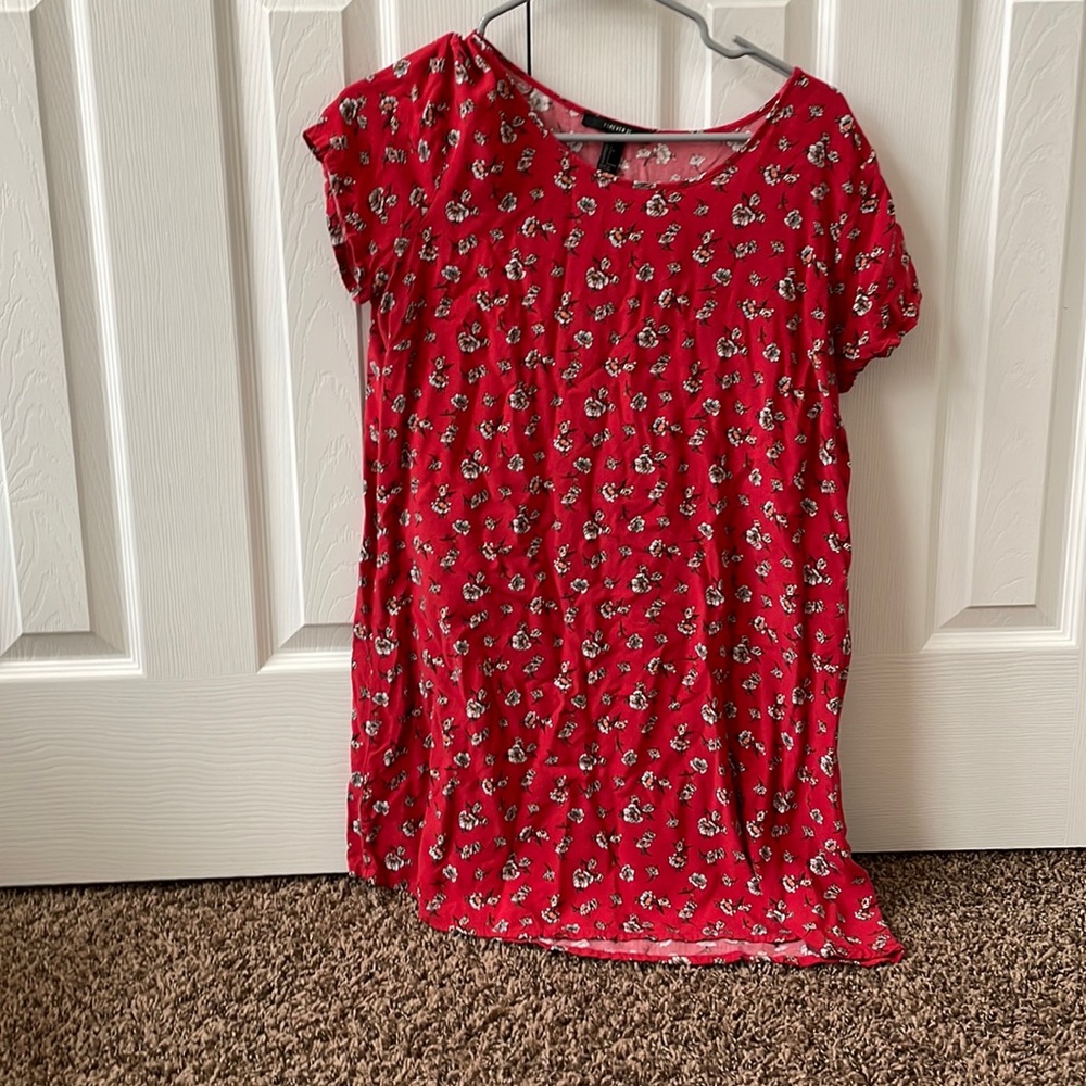 Floral red mini dress